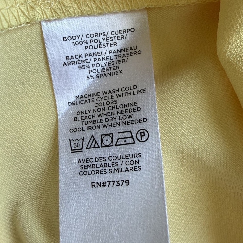NWT Ann Taylor Women's Yellow Sunshine Mixed-Media Popover Blouse M - Picture 7 of 7